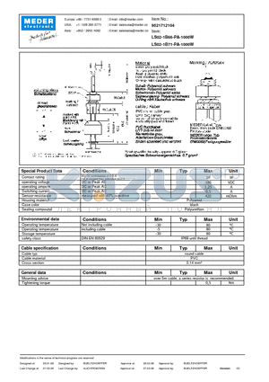 LS02-1B71-PA-1000W datasheet - LS Level Sensor