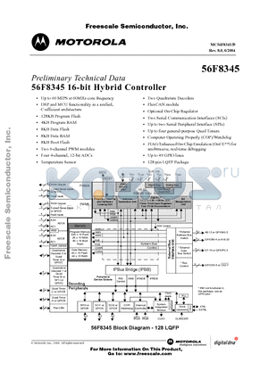 MC56F8345MFG60 datasheet - 56F8345 16-bit Hybrid Controller