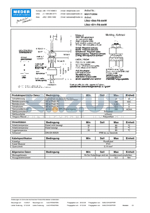 LS02-1B71-PA-500W_DE datasheet - (deutsch) LS Level Sensor