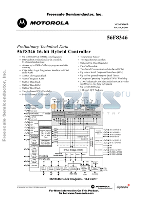 MC56F8346VFV60 datasheet - 56F8346 16-bit Hybrid Controller