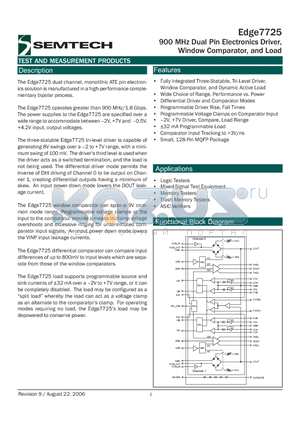 EDGE7725 datasheet - 900 MHz Dual Pin Electronics Driver, Window Comparator, and Load