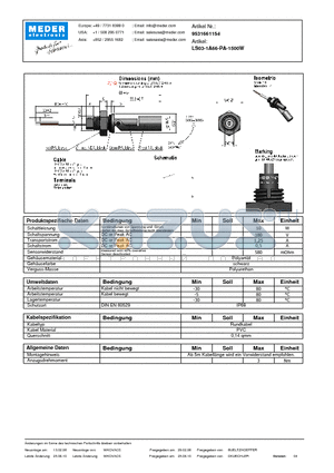 LS03-1A66-PA-1500W_DE datasheet - (deutsch) LS Level Sensor