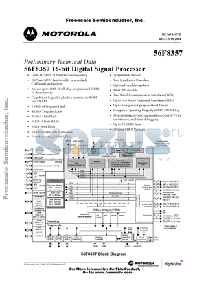 MC56F8357MPY60 datasheet - 16-bit Digital Signal Processor