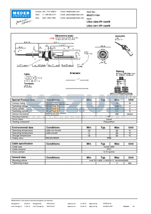 LS03-1A66-PP-1500W datasheet - LS Level Sensor