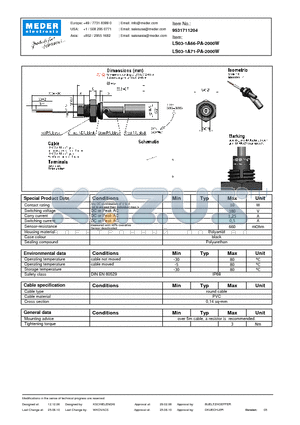 LS03-1A71-PA-2000W datasheet - LS Level Sensor