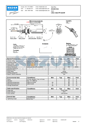 LS03-1A85-PP-5000W datasheet - LS Level Sensor