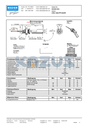 LS03-1A85-PP-5000W_DE datasheet - (deutsch) LS Level Sensor