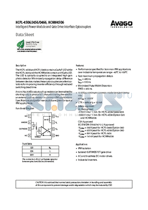 HCNW4506 datasheet - Intelligent Power Module and Gate Drive Interface Optocouplers
