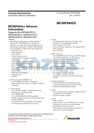 MC56F844XX datasheet - MC56F844xx Advance