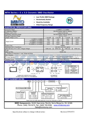 MTH102548AH datasheet - 5 x 3.2 Ceramic SMD Oscillator