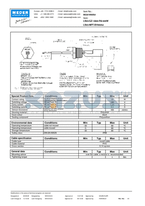 LS03-NPT-BV95054 datasheet - LS Level Sensor