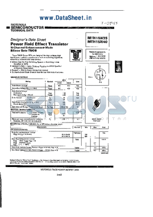 MTH15N40 datasheet - N-Channel Enhancement Mode silicon Gate TMOS