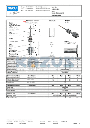 LS05-1A66-1-500W datasheet - LS Level Sensor