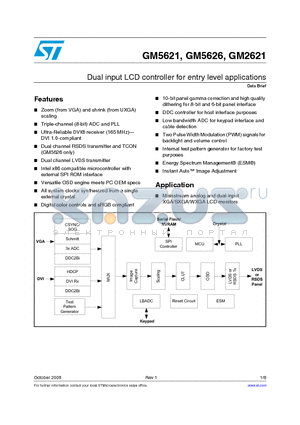 GM2621 datasheet - Dual input LCD controller for entry level applications