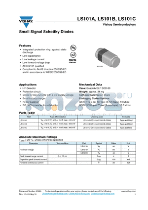 LS101C-GS18 datasheet - Small Signal Schottky Diodes