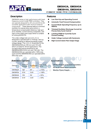 GM3843AS8T datasheet - CURRENT MODE PWM CONTROLLER