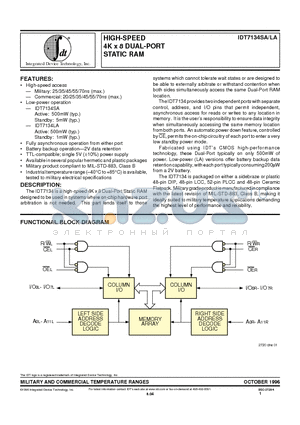 IDT7134LA20C datasheet - HIGH-SPEED 4K x 8 DUAL-PORT STATIC RAM