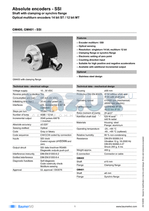 GM400.010A004 datasheet - Absolute encoders - SSI