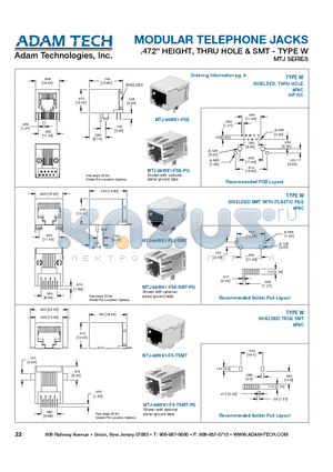 MTJ-88WX1-FSE-PG datasheet - MODULAR TELEPHONE JACKS .472