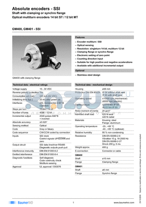 GM400.012A107 datasheet - Absolute encoders - SSI