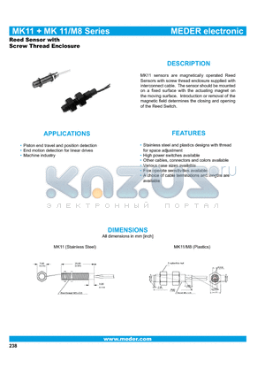 MK11-1A52D-500W datasheet - Reed Sensor with Screw Thread Enclosure