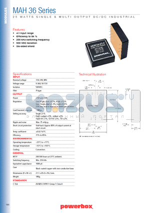 MAH36009 datasheet - 25 WATTS SINGLE & MULTI OUTPUT DC/DC INDUSTRIAL