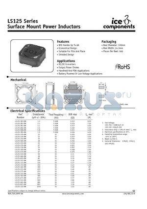 LS125-471-RM datasheet - Surface Mount Power Inductors