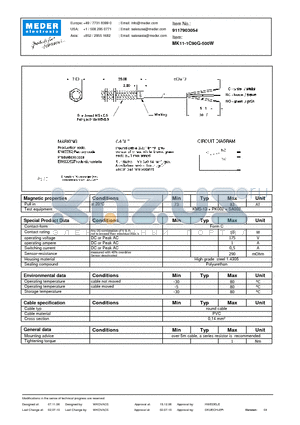 MK11-1C90G-500W datasheet - MK Reed Sensor