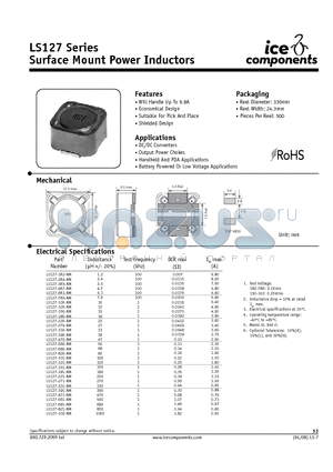 LS127 datasheet - Surface Mount Power Inductors