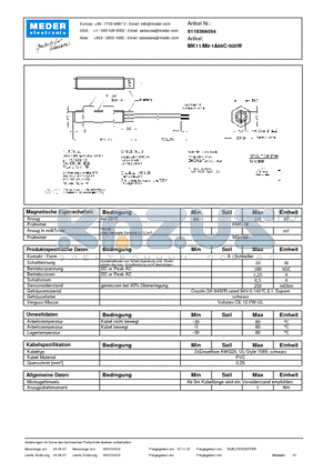 MK11-M8-1A66C-500W_DE datasheet - (deutsch) MK Reed Sensor