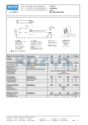 MK11-M8-1A85C-500W_DE datasheet - (deutsch) MK Reed Sensor