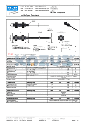 MK11-M8-1B90B-500W_DE datasheet - (deutsch) MK Reed Sensor