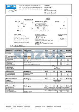MK12-1A71E-1000W_DE datasheet - (deutsch) MK Reed Sensor