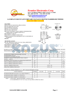 LS14-LFR datasheet - 1A SURFACE MOUNT LOW FORWARD VOLTAGE SCHOTTKY BARRIER RECTIFIERS