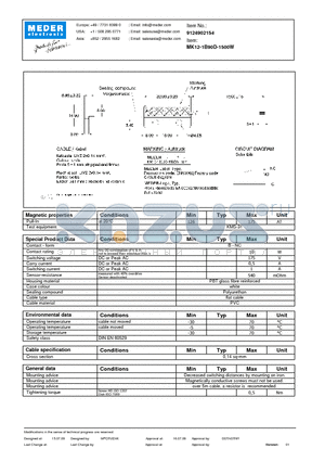 MK12-1B90D-1500W datasheet - MK Reed Sensor