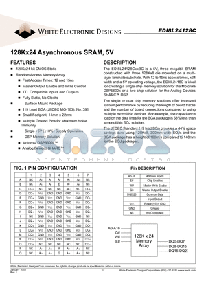 EDI8L24128C15BI datasheet - 128Kx24 Asynchronous SRAM, 5V