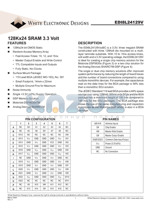 EDI8L24129V12BC datasheet - 128Kx24 SRAM 3.3 Volt