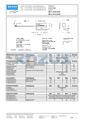 MK13-1A71B-900W datasheet - MK Reed Sensors