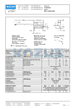MK13-1B90D-500W_DE datasheet - (deutsch) MK Reed Sensor