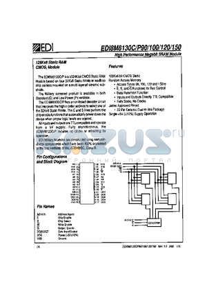 EDI8M8130C120 datasheet - HIGH PERFORMANCE MEGABIT SRAM MODULE