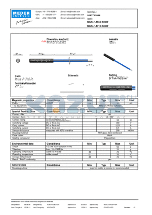 MK14-1A66B-500W datasheet - MK Reed Sensors