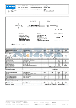 MK14-1A66C-200W datasheet - MK Reed Sensor