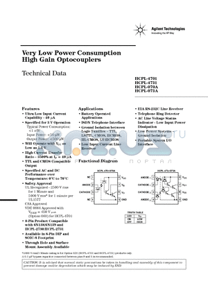 HCPL-4731 datasheet - Very Low Power Consumption High Gain Optocouplers