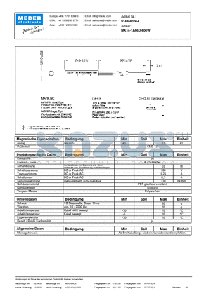 MK14-1A66D-600W_DE datasheet - (deutsch) MK Reed Sensor