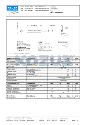 MK14-1B90D-500W datasheet - MK Reed Sensors