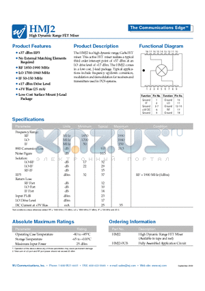 HMJ2 datasheet - High Dynamic Range FET Mixer