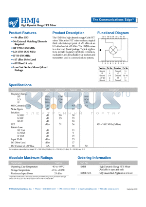 HMJ4-PCB datasheet - High Dynamic Range FET Mixer