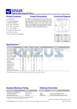 HMJ8_07 datasheet - High Dynamic Range FET Mixer