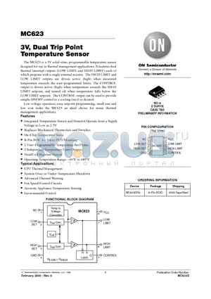 MC623DR2 datasheet - 3V, Dual Trip Point Temperature Sensor