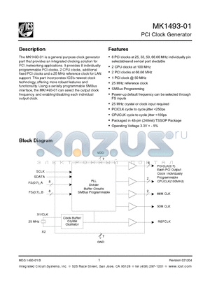 MK1493-01G datasheet - PCI Clock Generator